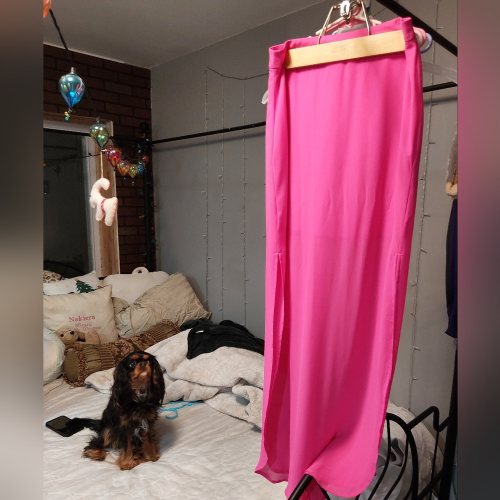 Lush hot pink maxi skirt